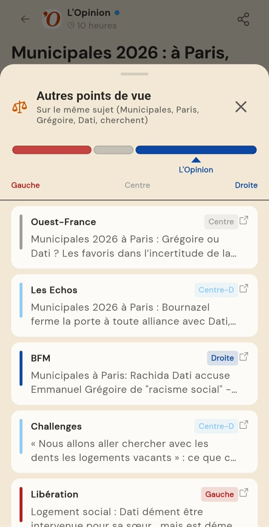 Comparaison des points de vue
