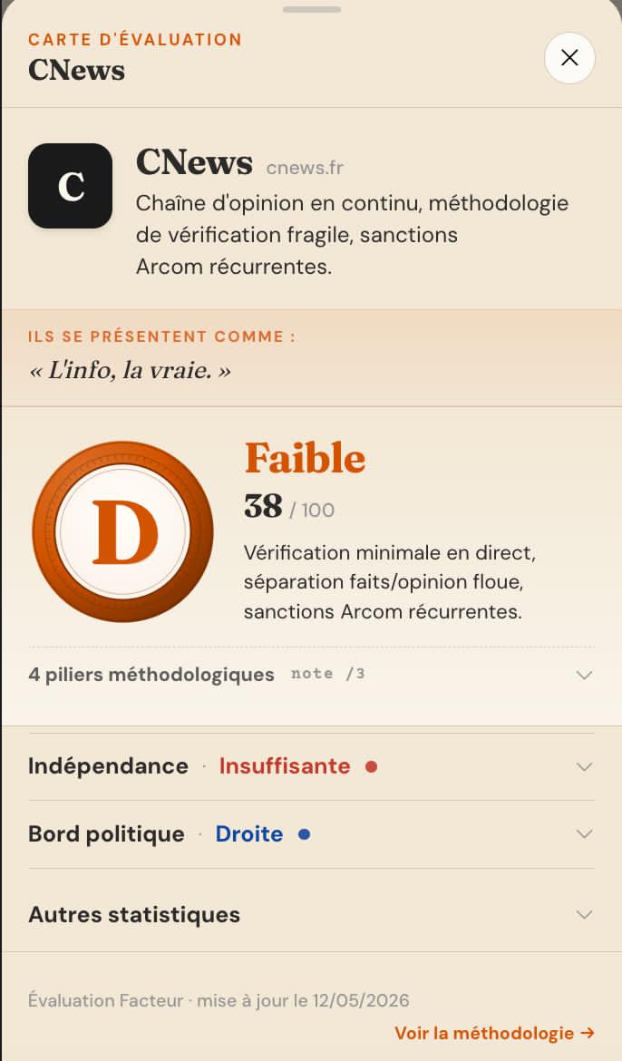 &Eacute;valuation d'un m&eacute;dia (CNEWS)