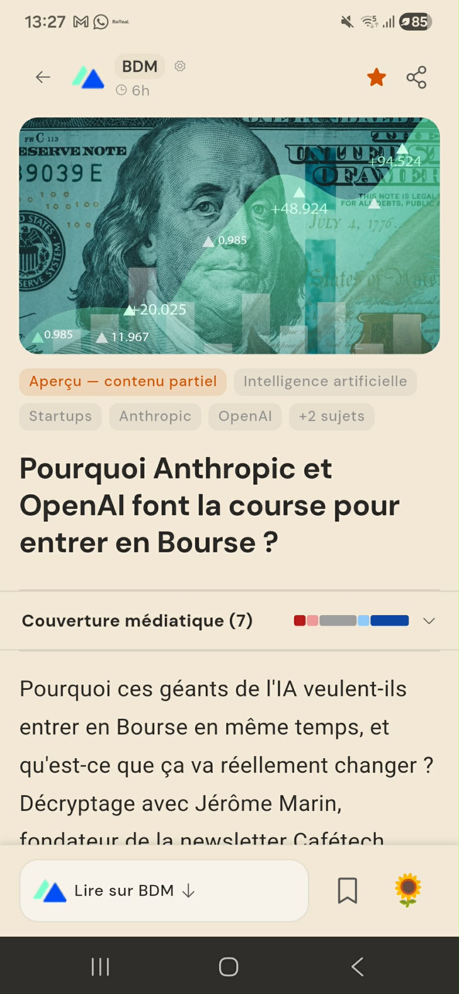 Lecture d'un article